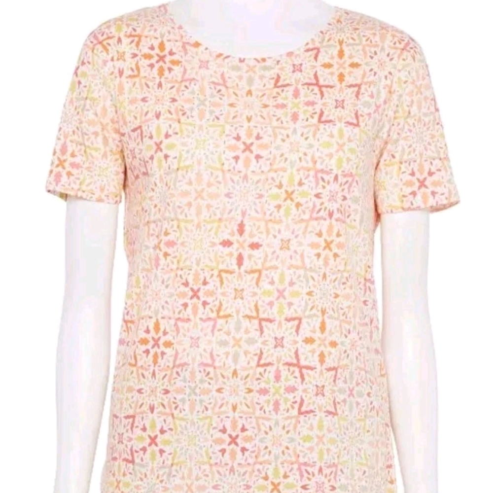 Floral Patterned Women's Top - Pink and Orange 5xl